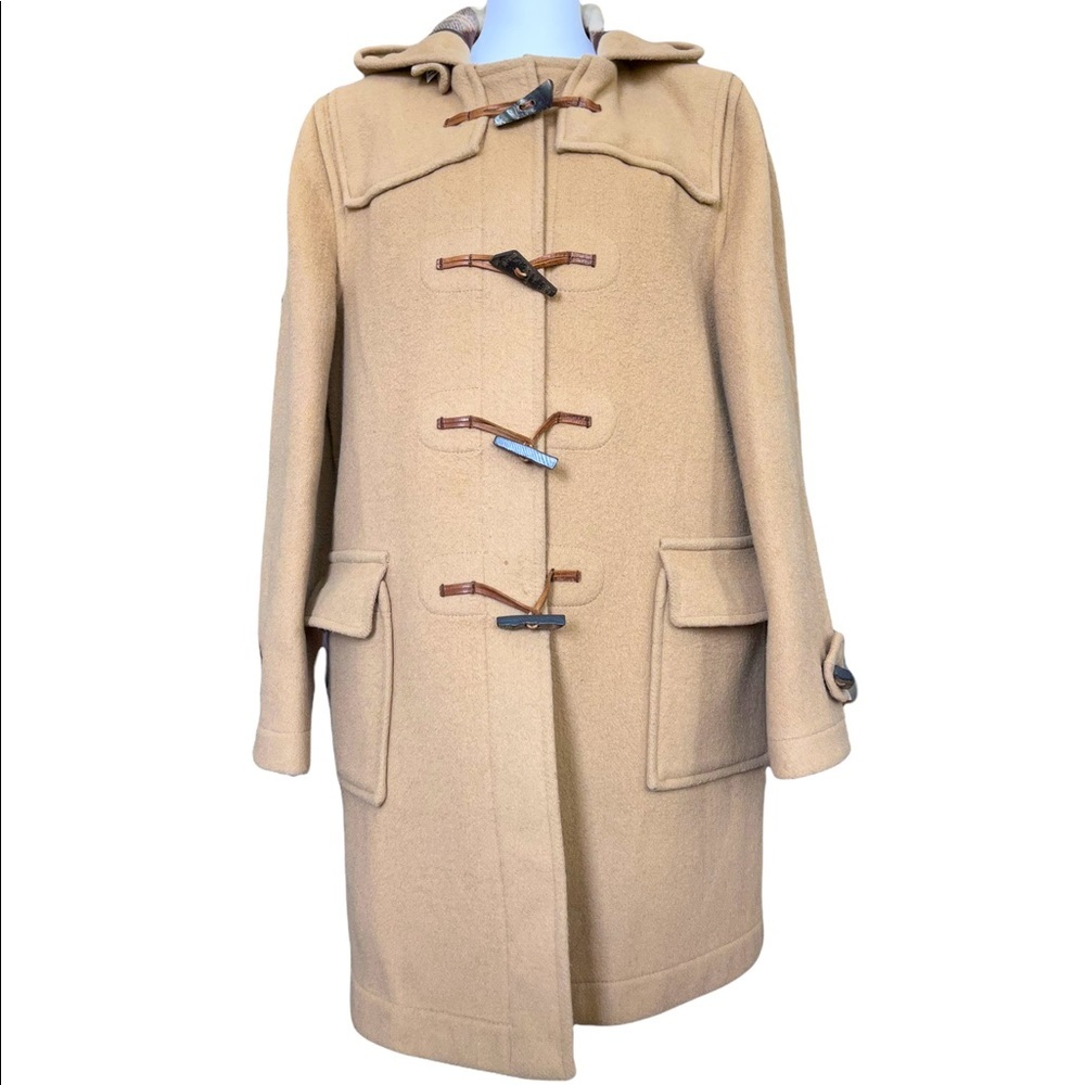 Womens Camel Toggle Coat with Hood